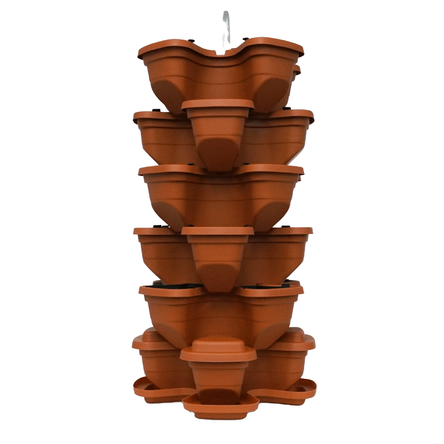 Pflanzturm 5+1 mit Wasserpumpe (Terrakotta) – Bild 3